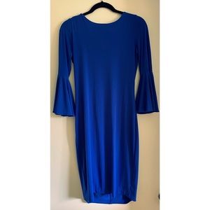 Calvin Klein royal blue shift dress with bell sleeve